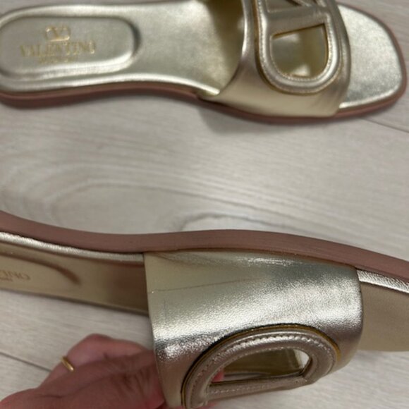 Valentino Garavani Gold Slide Sandals - Picture 8 of 10